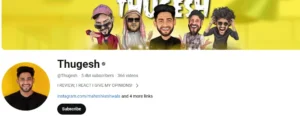 Thugesh YouTube Income